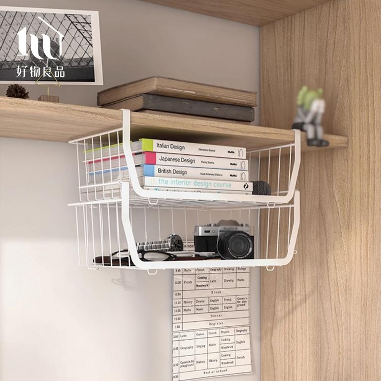 二入組_日式耐重金屬櫥櫃衣櫃隔板疊加懸掛下掛籃