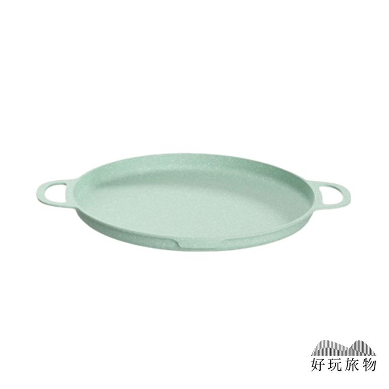 全新韓國木把手麥飯石不沾鍋烤盤(附收納袋)烤肉盤 露營烤盤 不沾鍋烤盤 燒烤盤 燒肉 煎盤