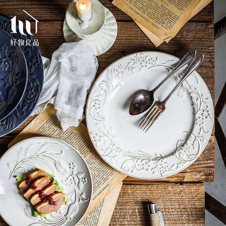 浮凸花卉彩釉盤子_多款任選