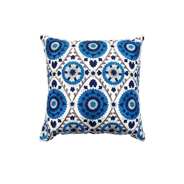 Ks｜洛迪花園 刺繡靠墊套抱枕 | 藍/白 花寓 (50x50cm，含靠墊芯)