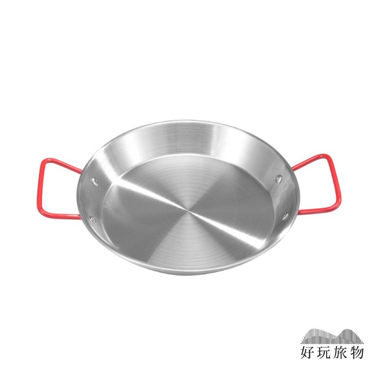 紅色雙耳把手不鏽鋼平底鍋 露營烤盤 露營煎鍋
