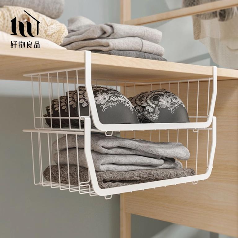 二入組_日式耐重金屬櫥櫃衣櫃隔板疊加懸掛下掛籃