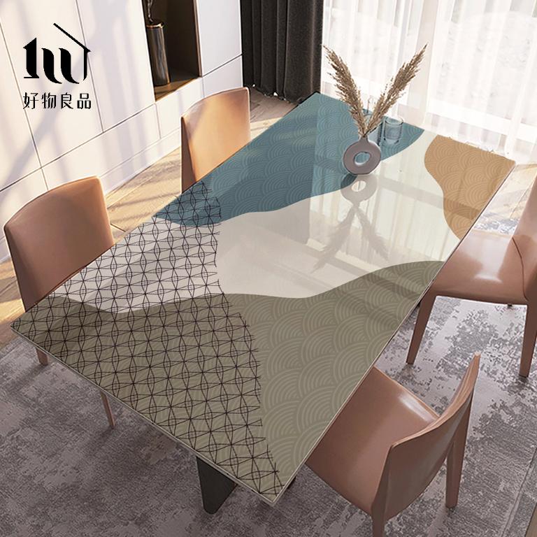 《海洋意象》設計款印花質感生活軟玻璃防油防燙防髒PVC餐桌墊