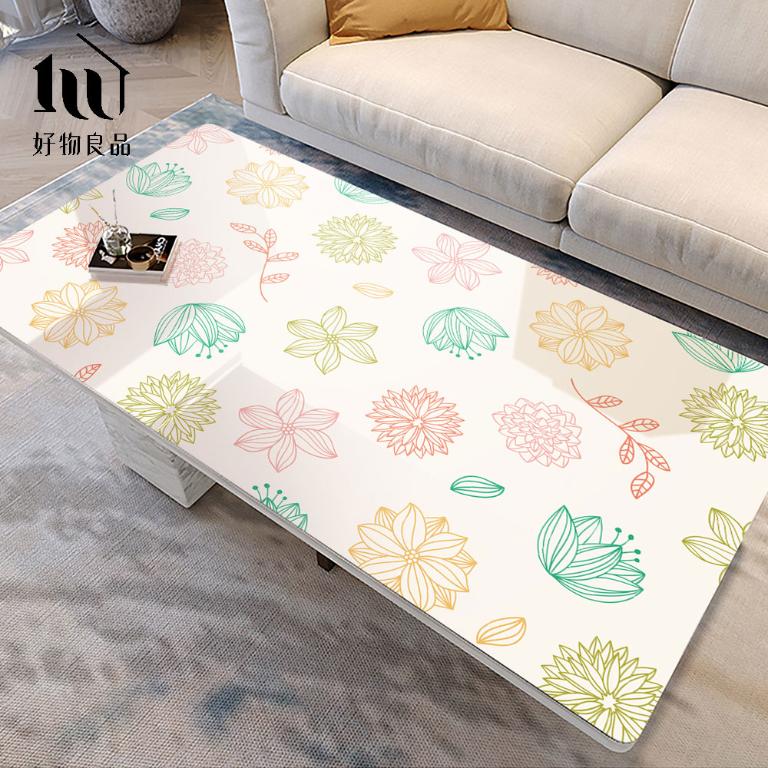 《幸福花卉》設計款印花質感生活軟玻璃防油防燙防髒PVC餐桌墊