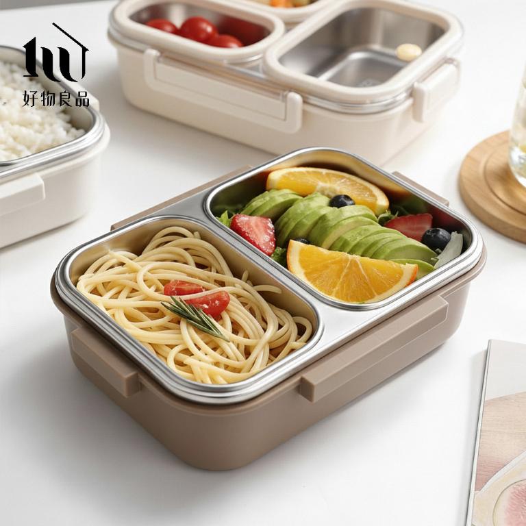 二入組_304不鏽鋼矽膠密封防串味防溢漏飲控便當盒