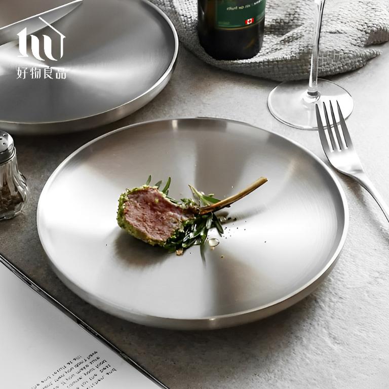 304不鏽鋼雙層隔熱圓盤｜防燙餐盤 堆疊收納 戶外野餐盤＿三款尺寸