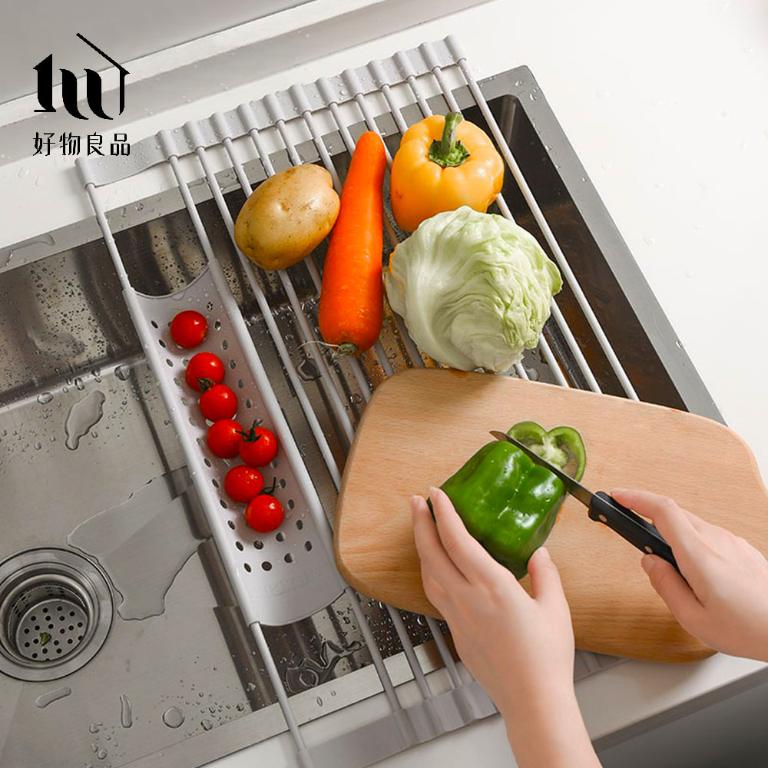 矽膠可折疊收納洗碗槽瀝水置物架