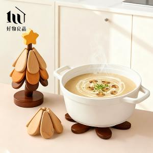 日本高品質原木聖誕樹防燙造型隔熱墊