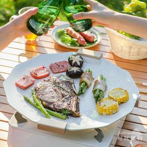 六角形麥飯石不沾鍋露營烤盤(附收納袋)露營烤盤 韓式烤盤 不沾鍋 麥飯石