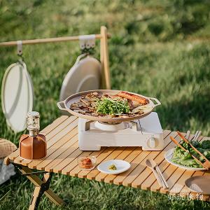 全新韓國木把手麥飯石不沾鍋烤盤(附收納袋)烤肉盤 露營烤盤 不沾鍋烤盤 燒烤盤 燒肉 煎盤