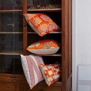 Ks|洛迪花園 刺繡靠墊套抱枕 | 橘 層次 (50x50cm,含靠墊芯)