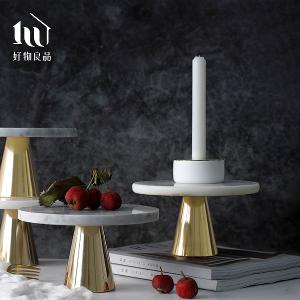 大理石金屬款_高質感玻璃罩高腳蛋糕盤飾品托盤