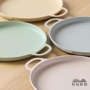 全新韓國木把手麥飯石不沾鍋烤盤(附收納袋)烤肉盤 露營烤盤 不沾鍋烤盤 燒烤盤 燒肉 煎盤