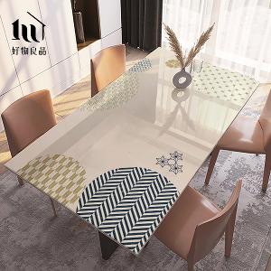 《日式幾何》設計款印花質感生活軟玻璃防油防燙防髒PVC餐桌墊