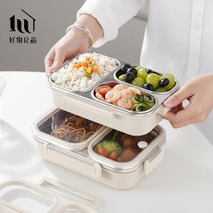 二入組_304不鏽鋼矽膠密封防串味防溢漏飲控便當盒