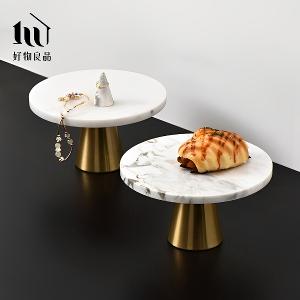 大理石金屬款_高質感玻璃罩高腳蛋糕盤飾品托盤
