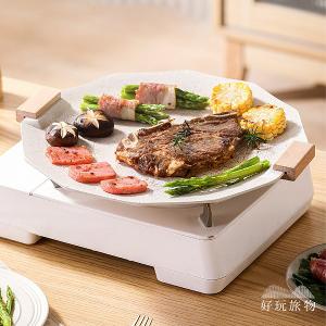 六角形麥飯石不沾鍋露營烤盤(附收納袋)露營烤盤 韓式烤盤 不沾鍋 麥飯石