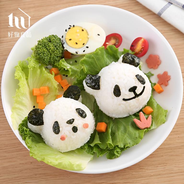 日本DIY可愛熊貓飯糰便當海苔壓花器造型壽司模具