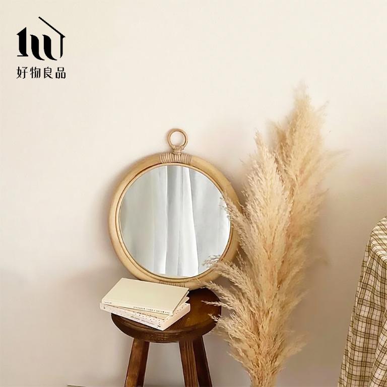 35x35cm_日本藤木竹編吊掛化妝小圓鏡