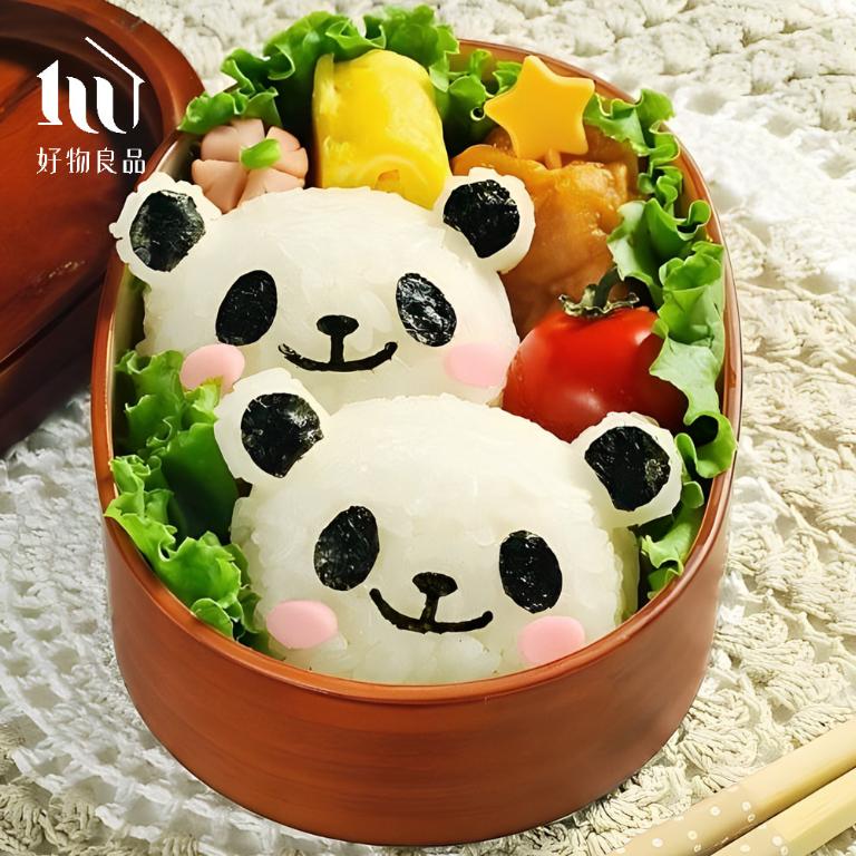日本DIY可愛熊貓飯糰便當海苔壓花器造型壽司模具