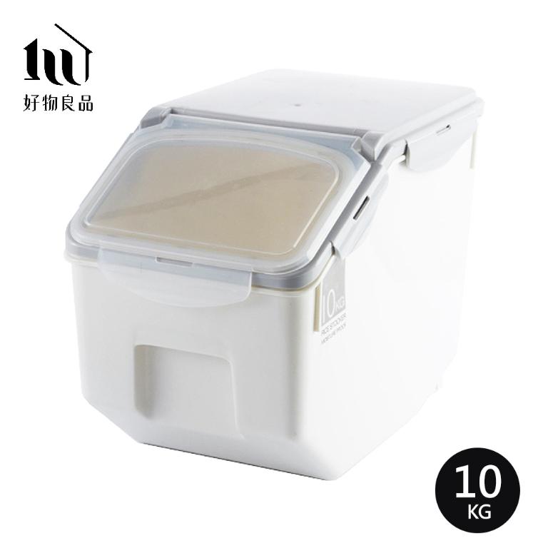 10KG_日式廚房透明掀蓋式密封防潮防霉儲米箱米缸(附量杯)