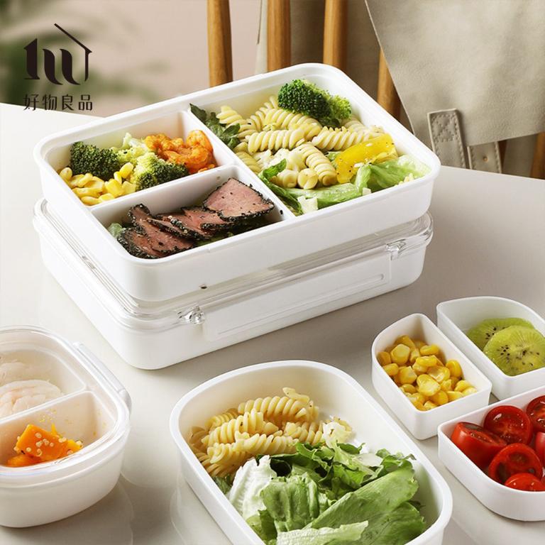 960ml-日本便攜式外出分隔防串味保鮮便當盒