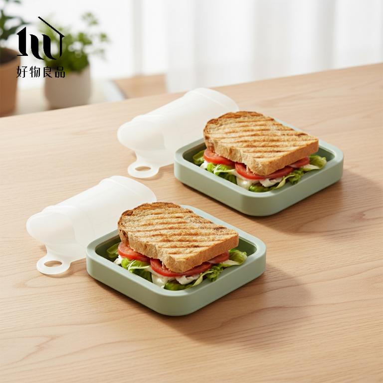 食品級矽膠三明治彈力矽膠餐盒｜可微波可加熱易清洗