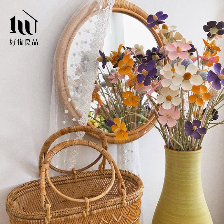 35x35cm_日本藤木竹編吊掛化妝小圓鏡