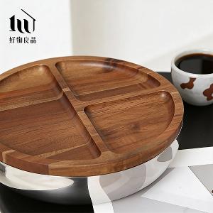 304不鏽鋼鏡面沙拉碗盆帶蓋分格水果盤