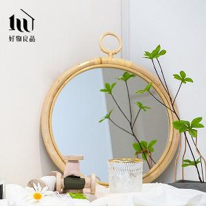 35x35cm_日本藤木竹編吊掛化妝小圓鏡