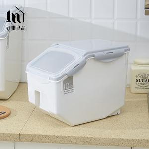 10KG_日式廚房透明掀蓋式密封防潮防霉儲米箱米缸(附量杯)