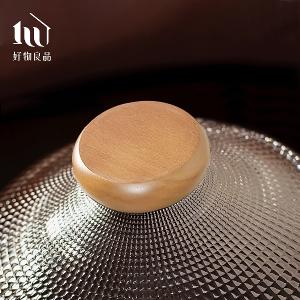 立體紋理玻璃實木座水果零食托盤