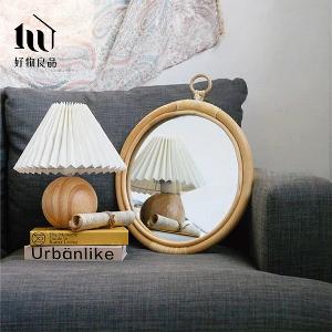 35x35cm_日本藤木竹編吊掛化妝小圓鏡