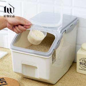10KG_日式廚房透明掀蓋式密封防潮防霉儲米箱米缸(附量杯)