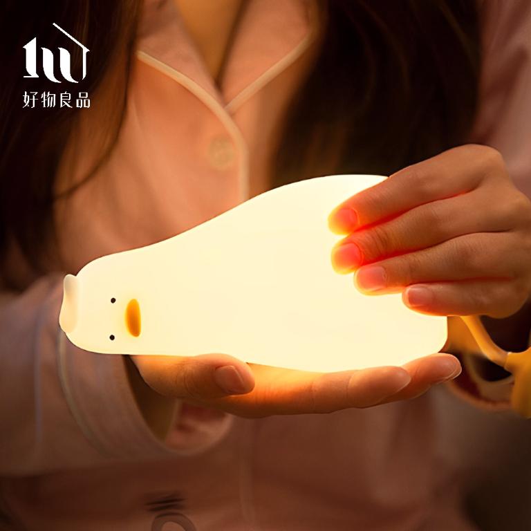 療癒系矽膠充電定時桌燈躺平鴨