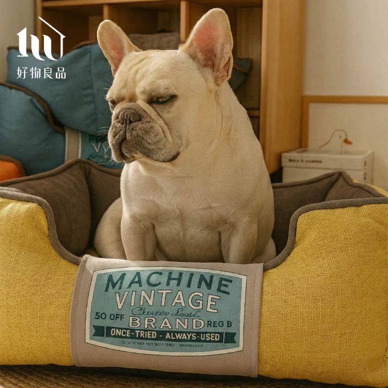 可拆洗耐咬帆布寵物沙發床四季通用狗窩方形加厚睡墊