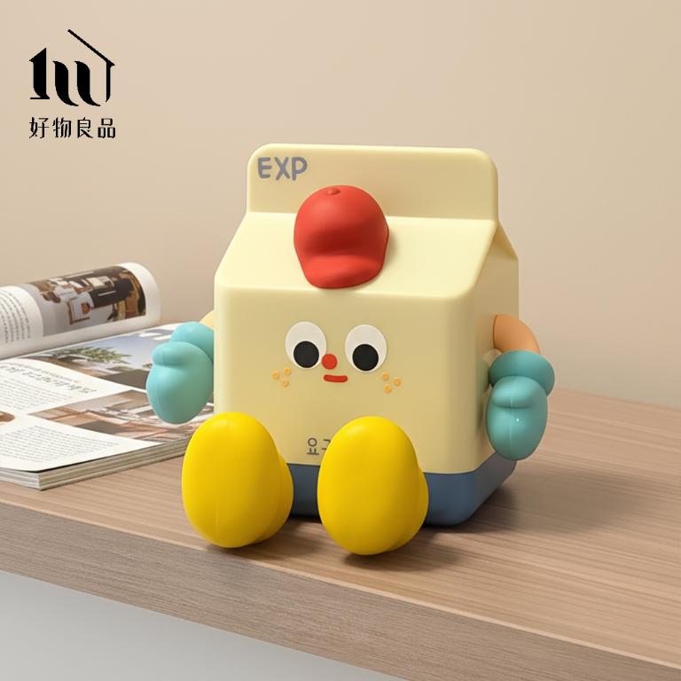 韓國牛奶盒玩偶｜矽膠充電小夜燈&times;智能開關手機支架