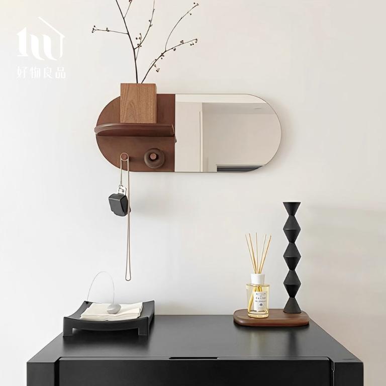 日式膠囊造型壁掛鏡(2色任選)