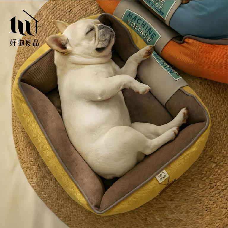 可拆洗耐咬帆布寵物沙發床四季通用狗窩方形加厚睡墊