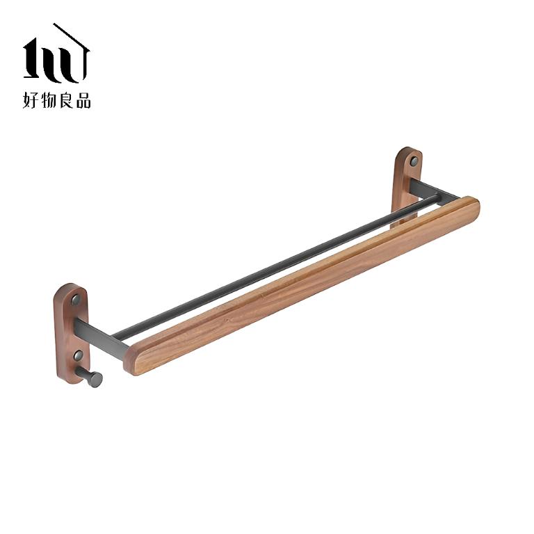 浴室防水防鏽原木單層毛巾掛架