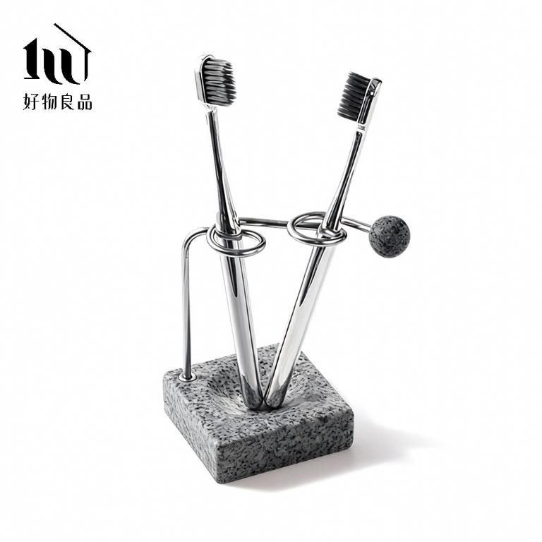 不銹鋼牙刷收納架花崗岩底座