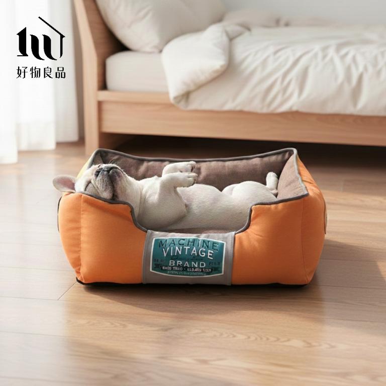 可拆洗耐咬帆布寵物沙發床四季通用狗窩方形加厚睡墊