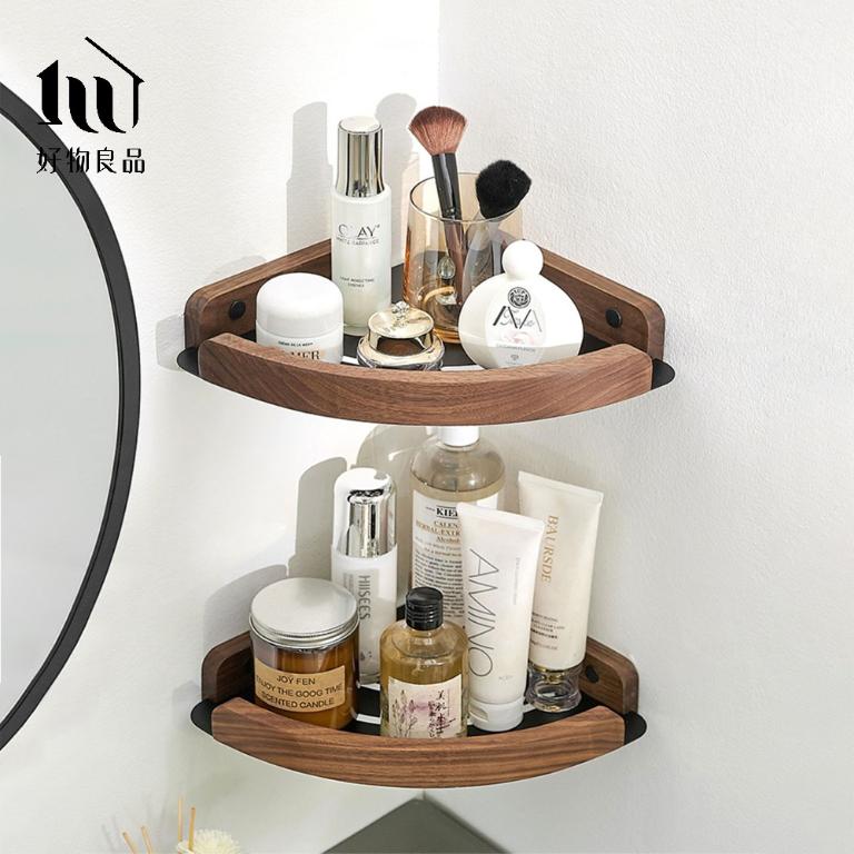 浴室防水防鏽原木角落雙層置物架