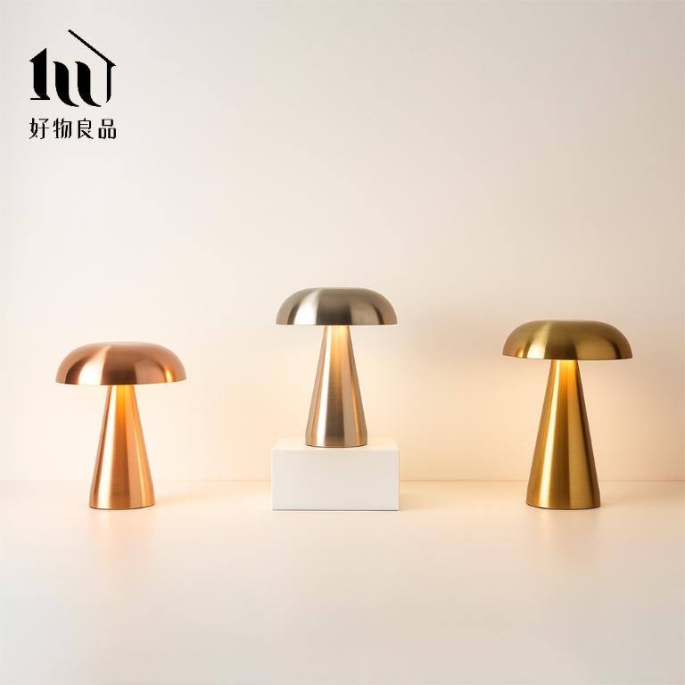 二入組_丹麥設計LED觸控調光裝飾夜燈臥室睡眠燈蘑菇檯燈｜三段調光無線USB充電