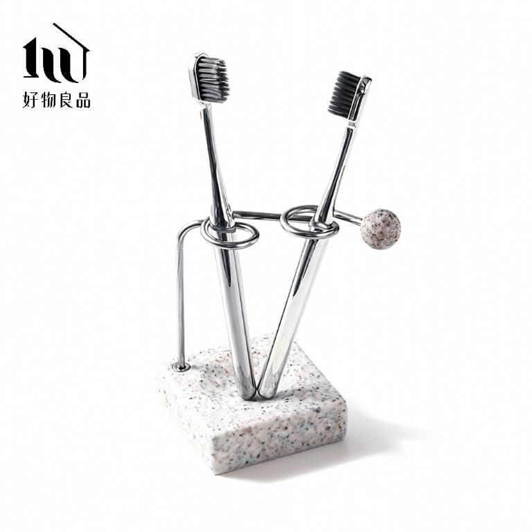 不銹鋼牙刷收納架花崗岩底座