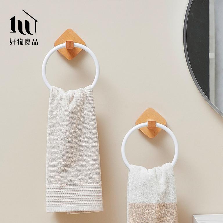 免釘胡桃木鋁合金多功能毛巾置物架