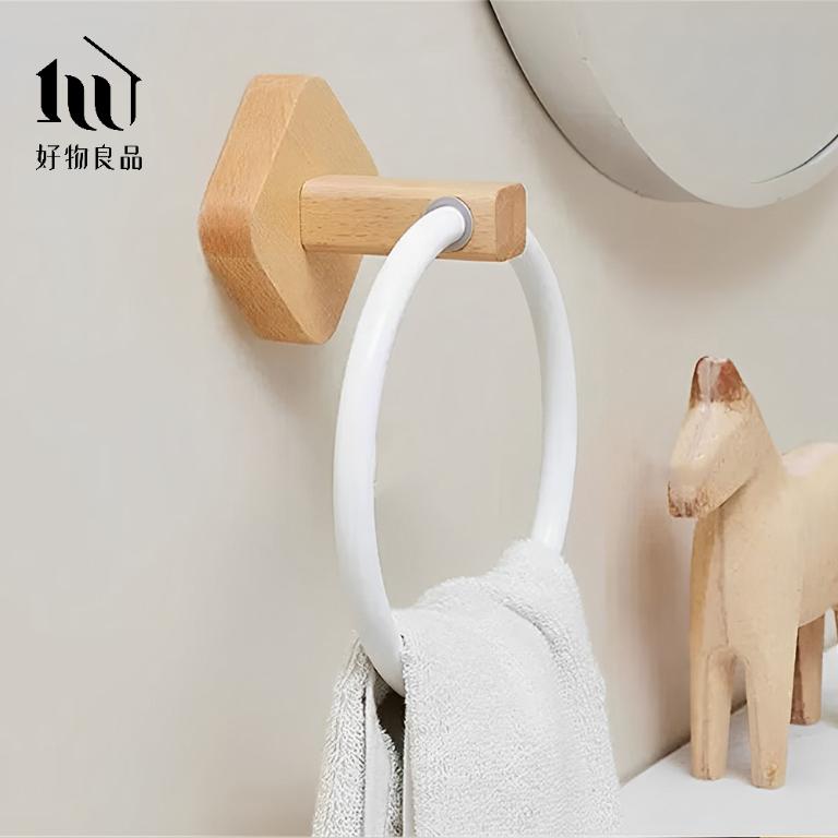 免釘胡桃木鋁合金多功能毛巾置物架