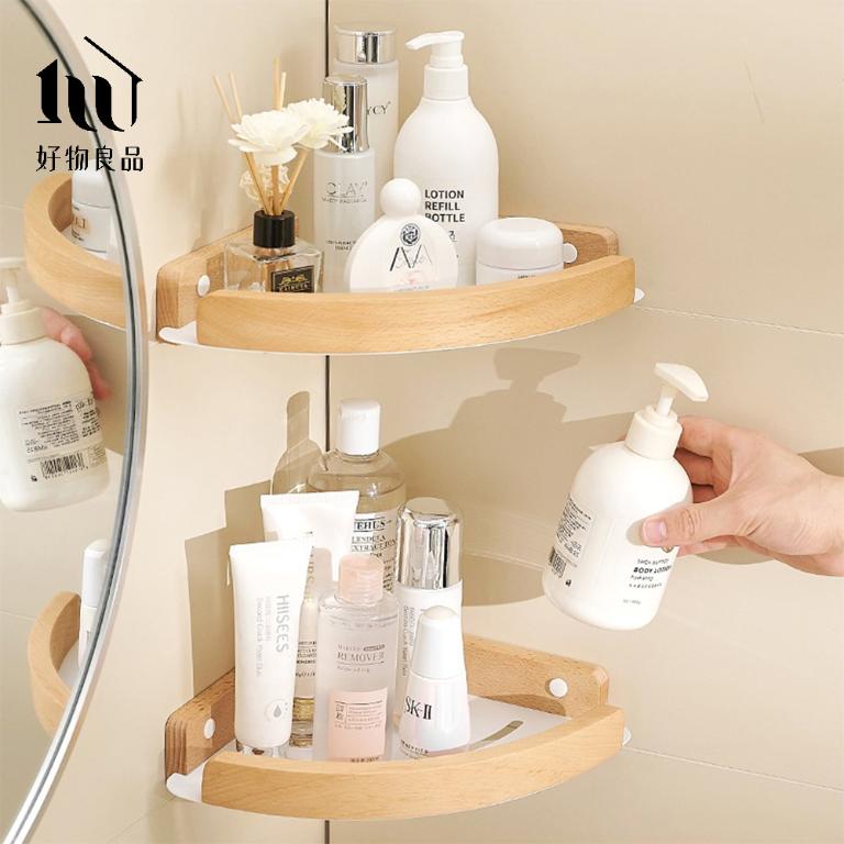 浴室防水防鏽原木角落雙層置物架