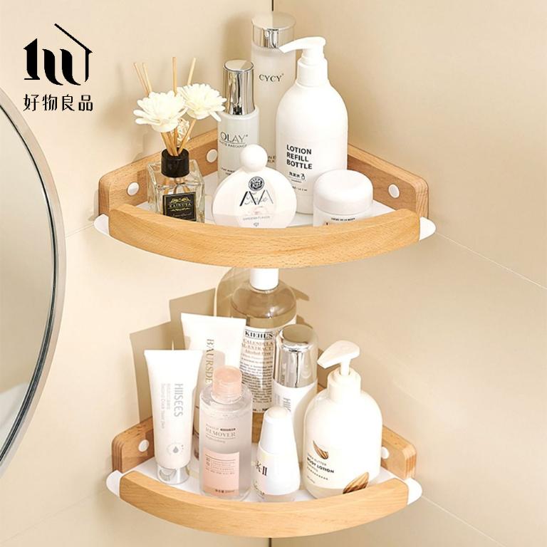 浴室防水防鏽原木角落雙層置物架