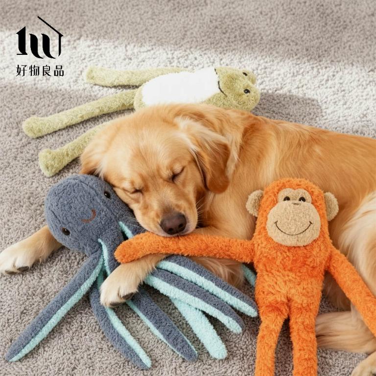 高品質耐咬發聲寵物玩具｜複合布料抗撕裂｜柔軟絨毛可機洗｜狗狗拔河互動神器